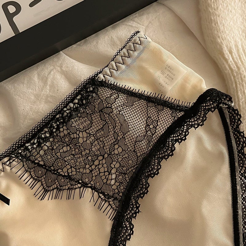 French Lace Women'S Mid-Waist Underwear French Stitching Lace Mesh Comfortable Breathable Pure Cotton Antibacterial Crotch Briefs - Image 3